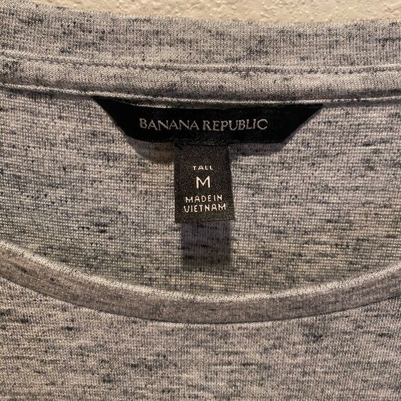 BANANA REPUBLIC Dress Midi gray Belted slits Size M Tall - Picture 3 of 8